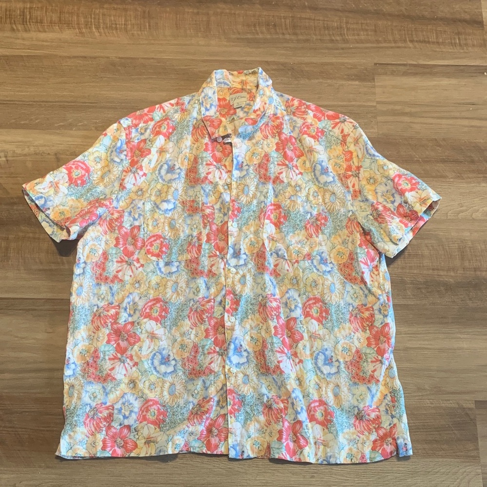 J. Crew Linen Floral Short Sleeve Button Down Size Large